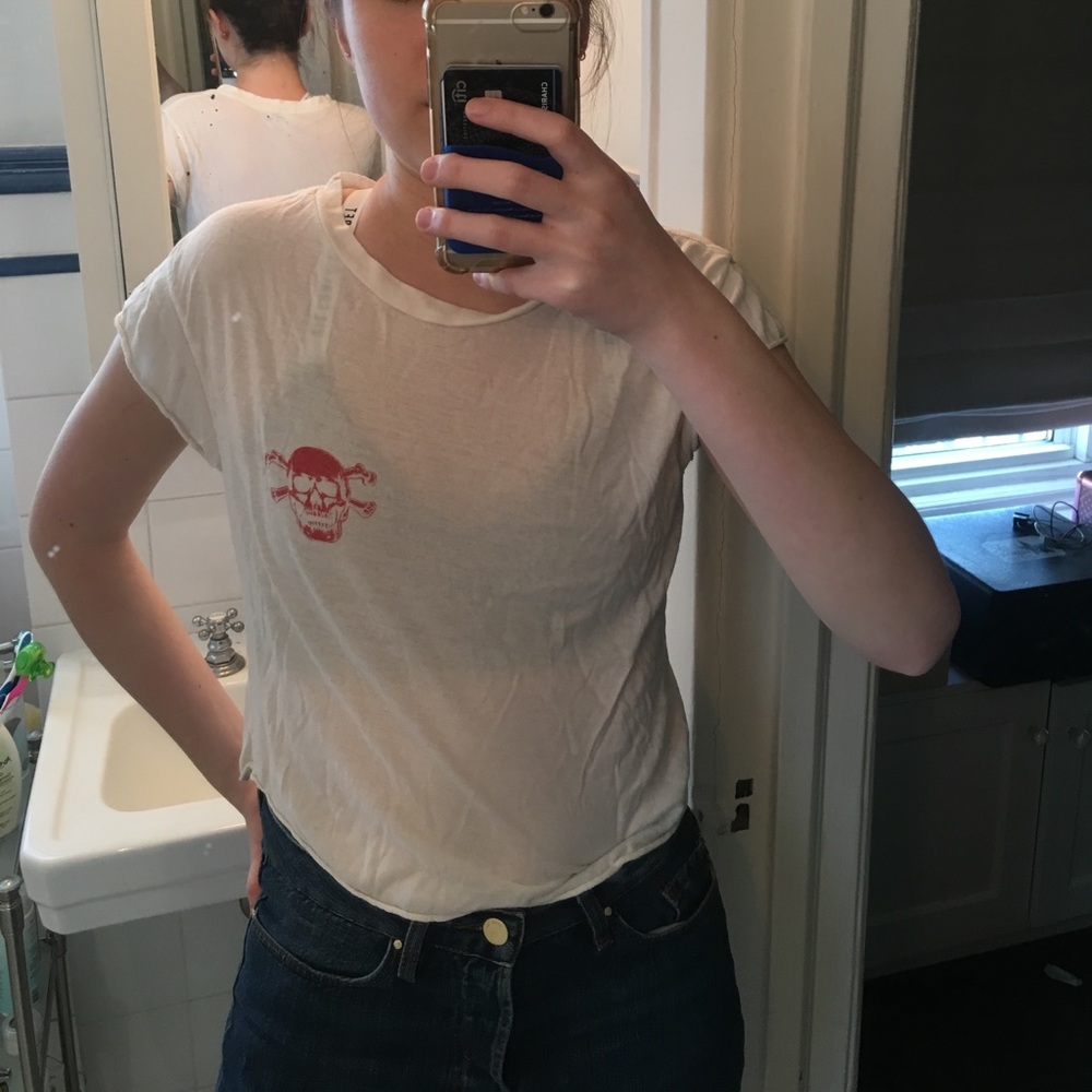 Brandy Melville red skull t shirt